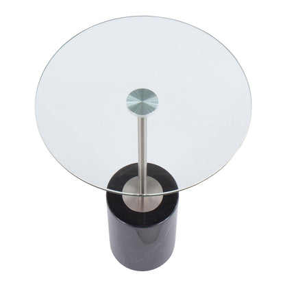 Symbol Contemporary Side Table in Gold Metal and White Marble