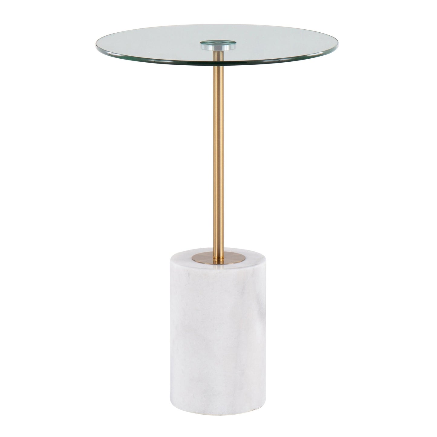 Symbol Contemporary Side Table in Gold Metal and White Marble