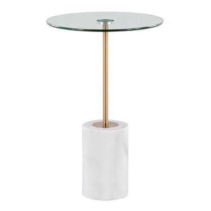 Symbol Contemporary Side Table in Gold Metal and White Marble