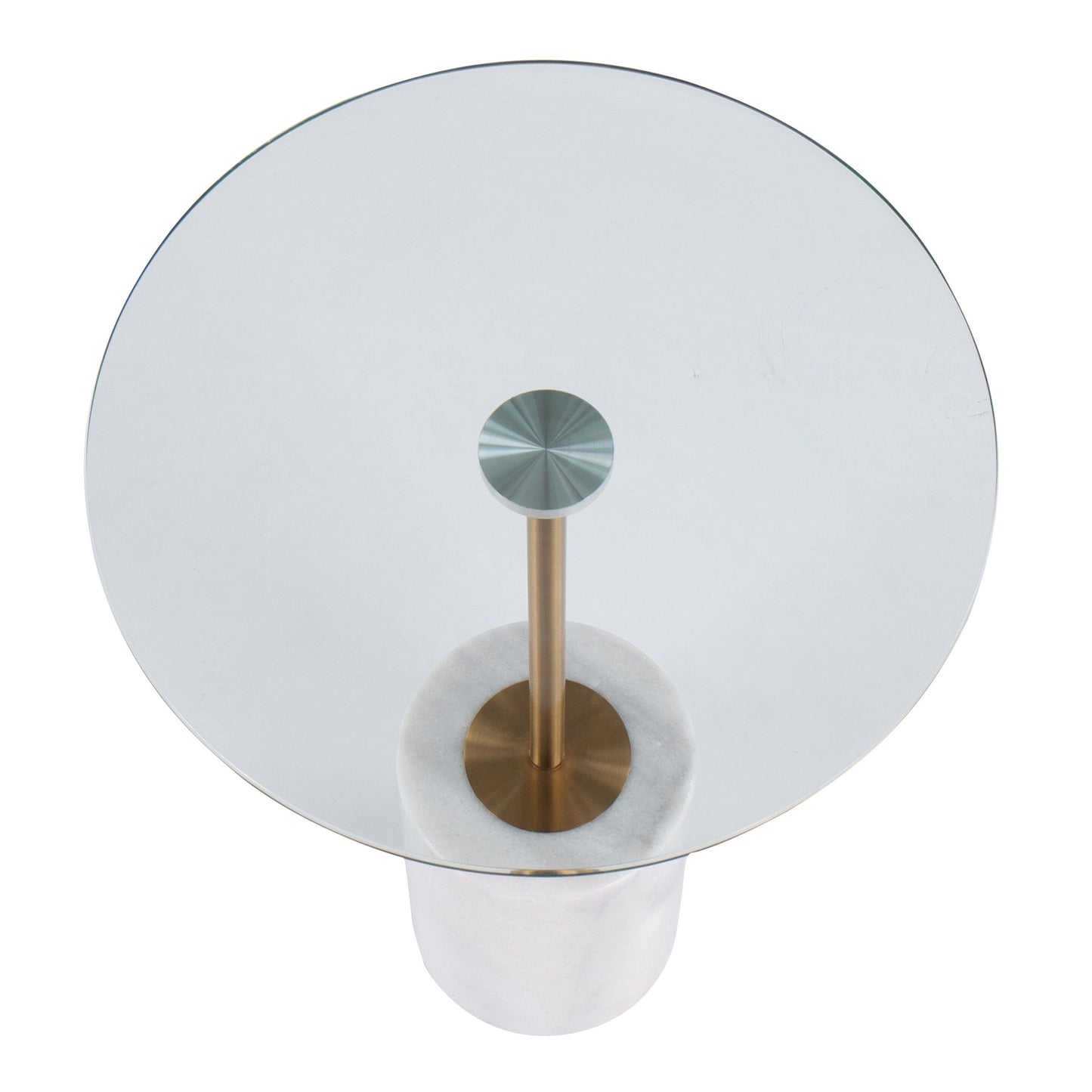 Symbol Contemporary Side Table in Gold Metal and White Marble