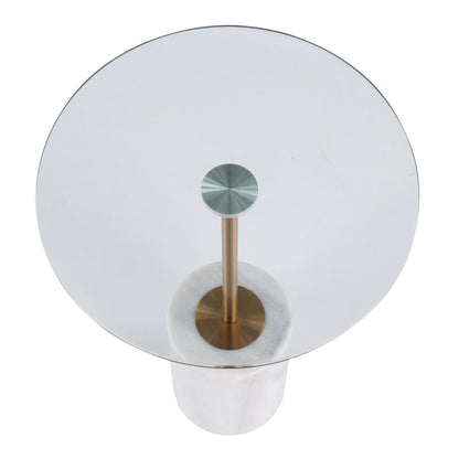 Symbol Contemporary Side Table in Gold Metal and White Marble