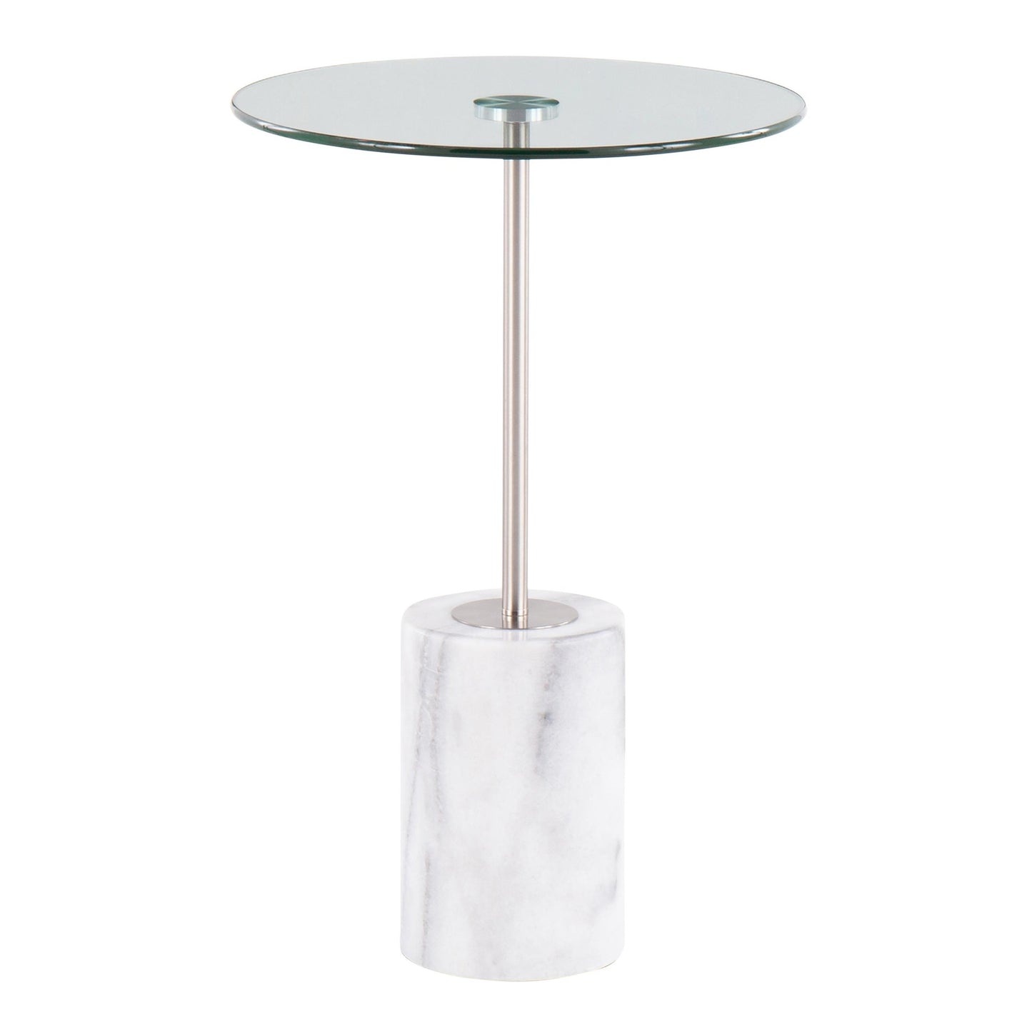 Symbol Contemporary Side Table in Gold Metal and White Marble