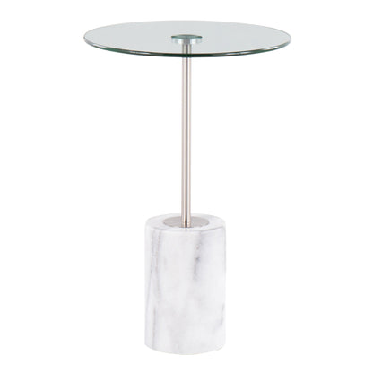 Symbol Contemporary Side Table in Gold Metal and White Marble