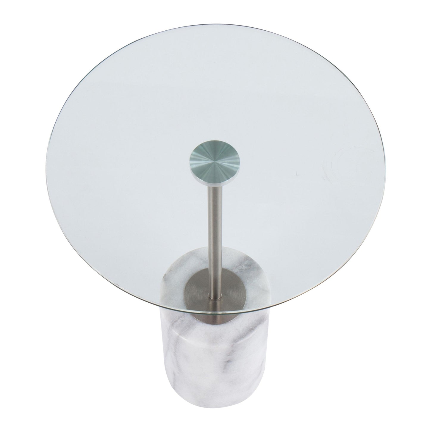 Symbol Contemporary Side Table in Gold Metal and White Marble