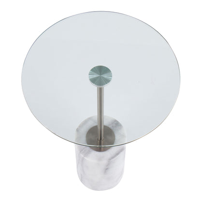 Symbol Contemporary Side Table in Gold Metal and White Marble