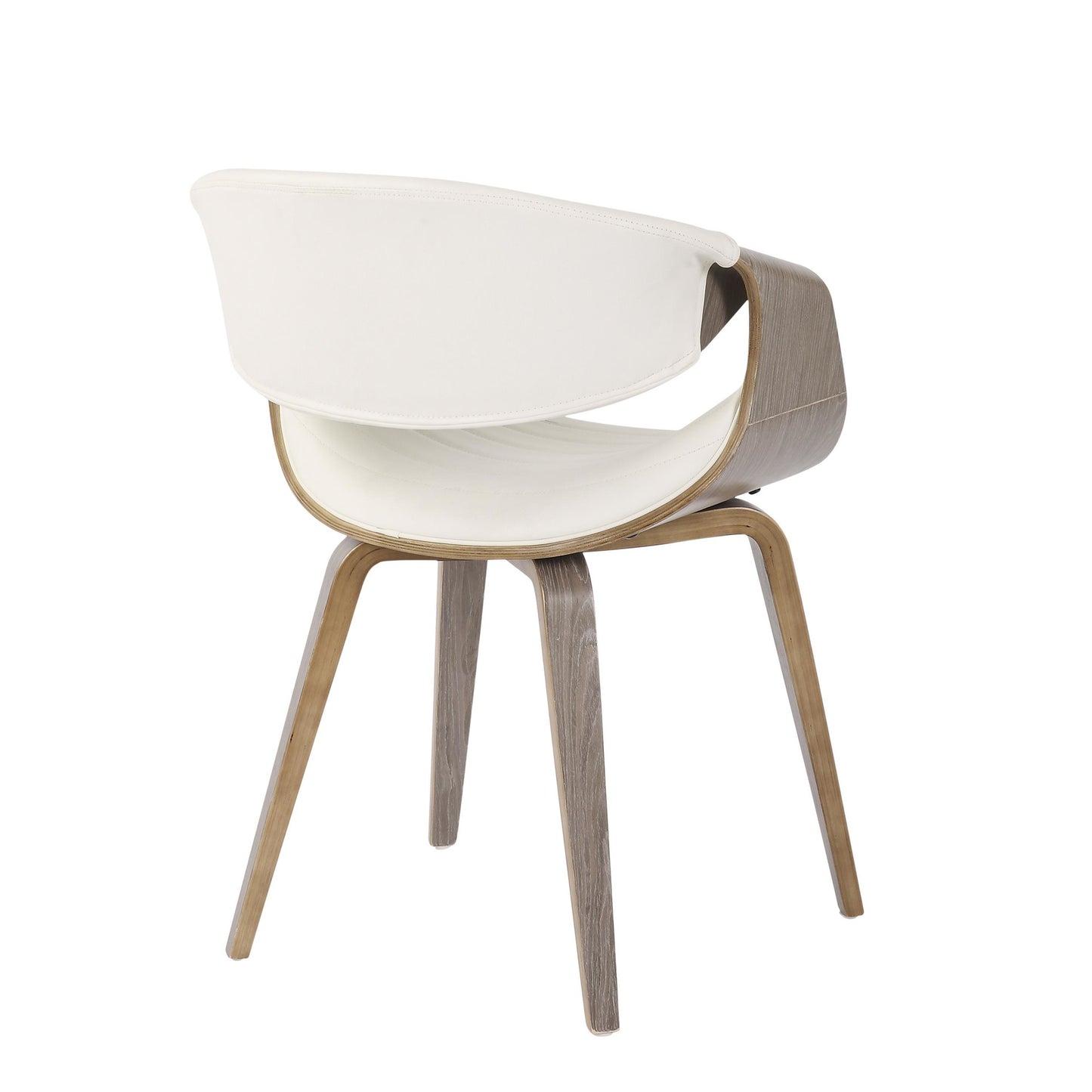 Symphony Mid-Century Modern Dining/Accent Chair in Light Grey Wood and Black Faux Leather