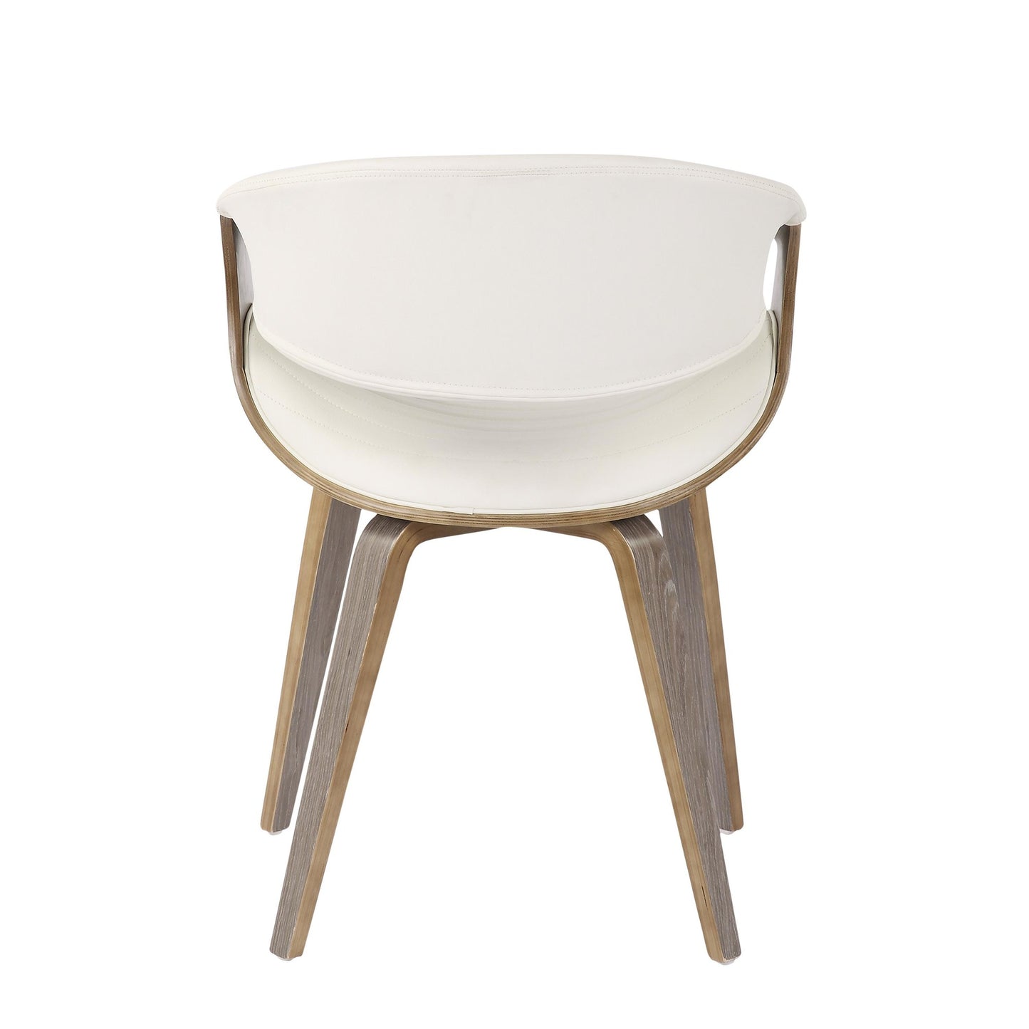 Symphony Mid-Century Modern Dining/Accent Chair in Light Grey Wood and Black Faux Leather