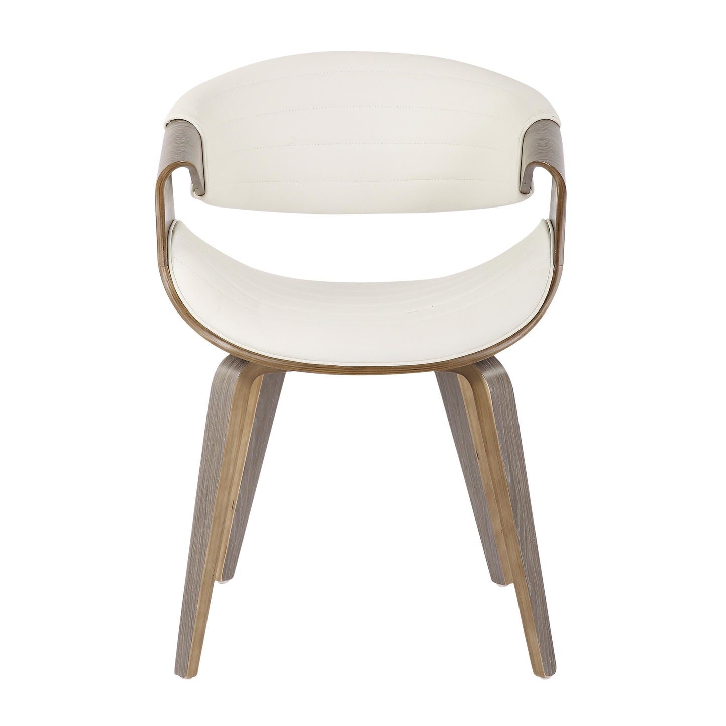 Symphony Mid-Century Modern Dining/Accent Chair in Light Grey Wood and Black Faux Leather