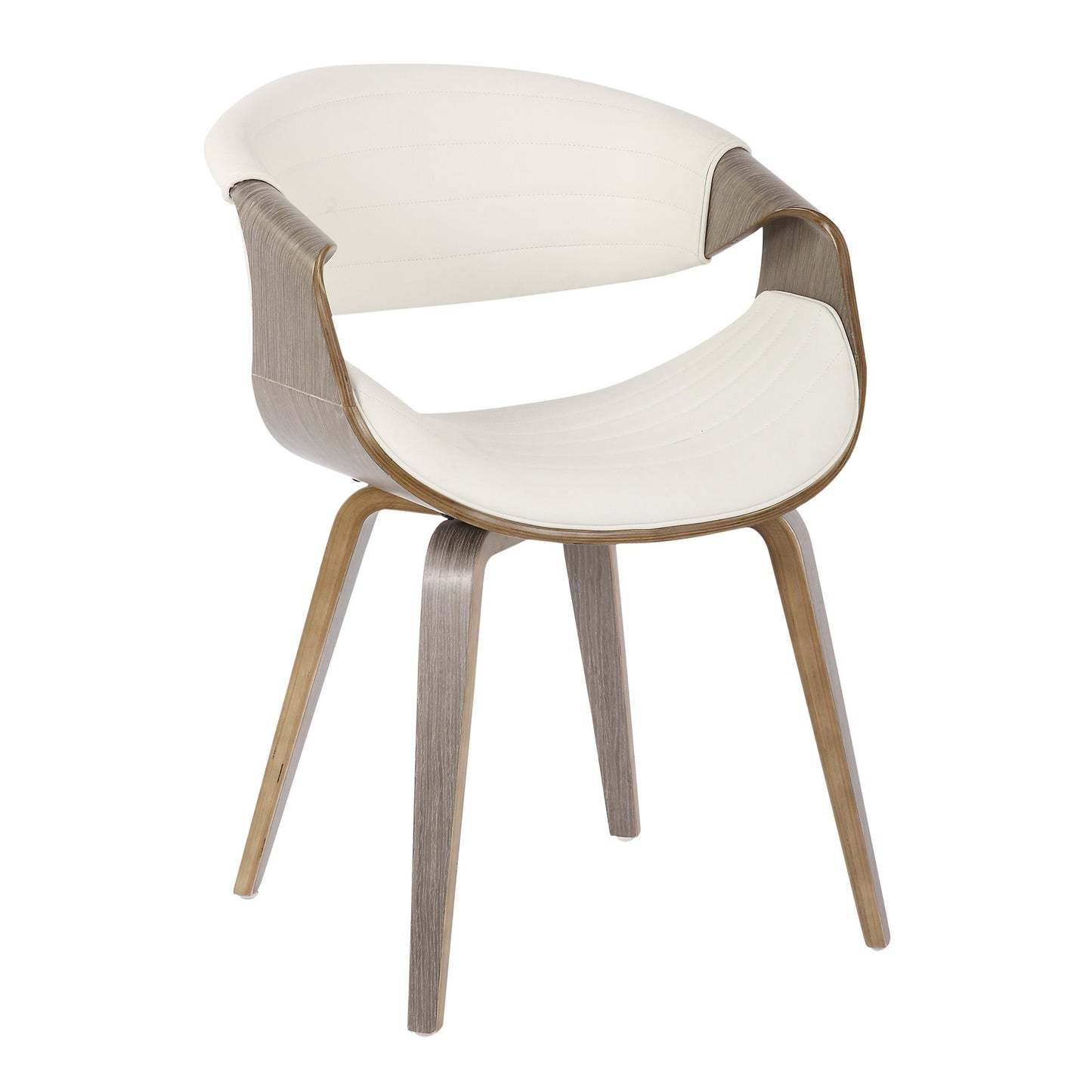 Symphony Mid-Century Modern Dining/Accent Chair in Light Grey Wood and Black Faux Leather