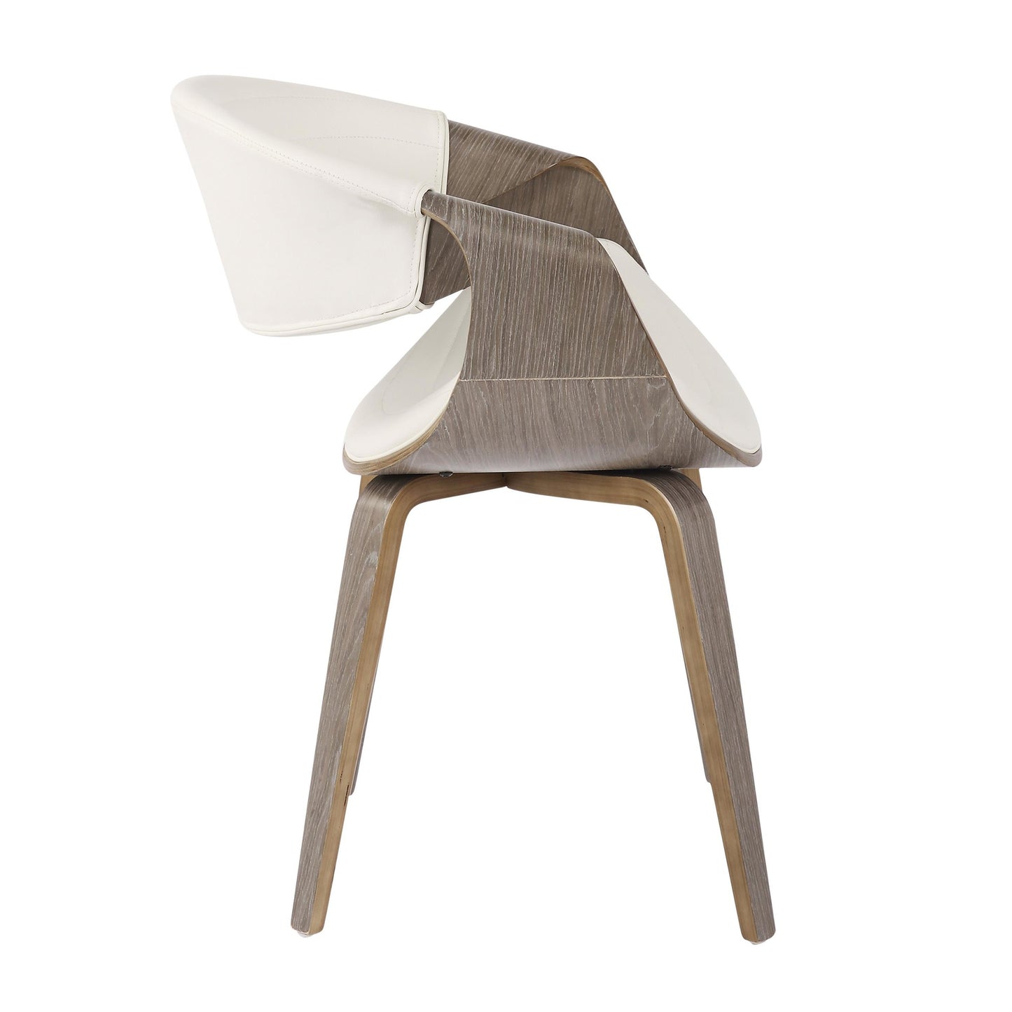 Symphony Mid-Century Modern Dining/Accent Chair in Light Grey Wood and Black Faux Leather