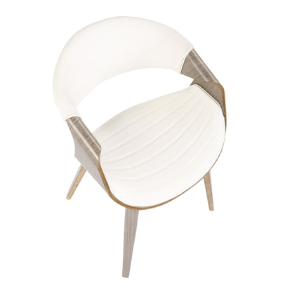 Symphony Mid-Century Modern Dining/Accent Chair in Light Grey Wood and Black Faux Leather