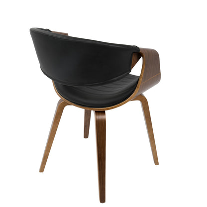 Symphony Mid-Century Modern Dining/Accent Chair in Light Grey Wood and Black Faux Leather