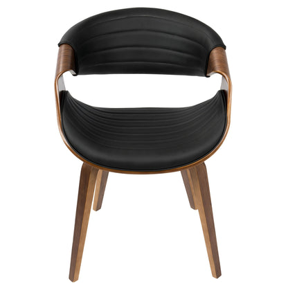Symphony Mid-Century Modern Dining/Accent Chair in Light Grey Wood and Black Faux Leather