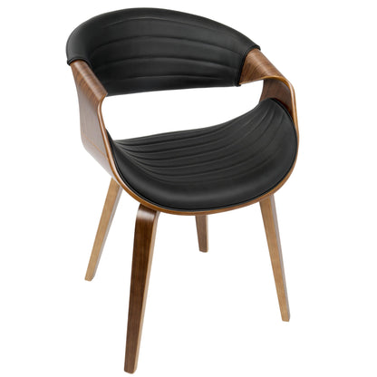 Symphony Mid-Century Modern Dining/Accent Chair in Light Grey Wood and Black Faux Leather