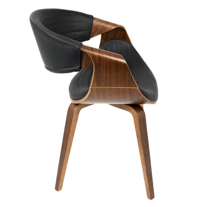 Symphony Mid-Century Modern Dining/Accent Chair in Light Grey Wood and Black Faux Leather