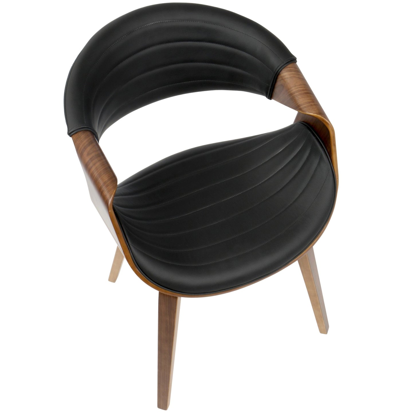 Symphony Mid-Century Modern Dining/Accent Chair in Light Grey Wood and Black Faux Leather