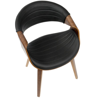 Symphony Mid-Century Modern Dining/Accent Chair in Light Grey Wood and Black Faux Leather