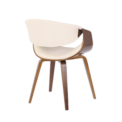 Symphony Mid-Century Modern Dining/Accent Chair in Light Grey Wood and Black Faux Leather