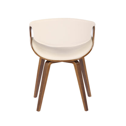 Symphony Mid-Century Modern Dining/Accent Chair in Light Grey Wood and Black Faux Leather