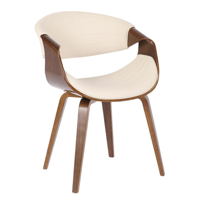 Symphony Mid-Century Modern Dining/Accent Chair in Light Grey Wood and Black Faux Leather