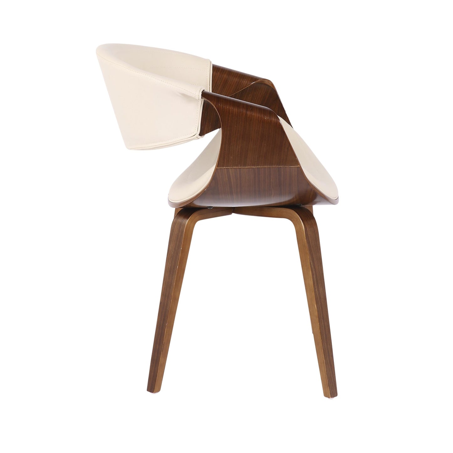 Symphony Mid-Century Modern Dining/Accent Chair in Light Grey Wood and Black Faux Leather