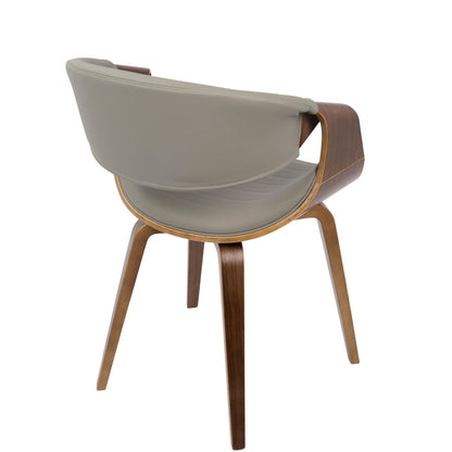 Symphony Mid-Century Modern Dining/Accent Chair in Light Grey Wood and Black Faux Leather