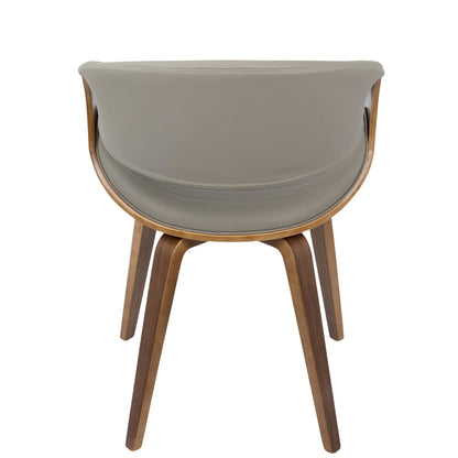Symphony Mid-Century Modern Dining/Accent Chair in Light Grey Wood and Black Faux Leather
