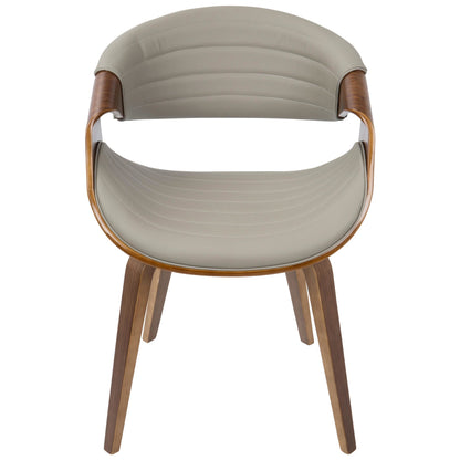 Symphony Mid-Century Modern Dining/Accent Chair in Light Grey Wood and Black Faux Leather
