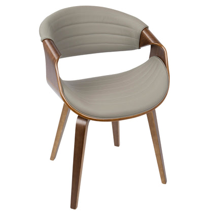 Symphony Mid-Century Modern Dining/Accent Chair in Light Grey Wood and Black Faux Leather