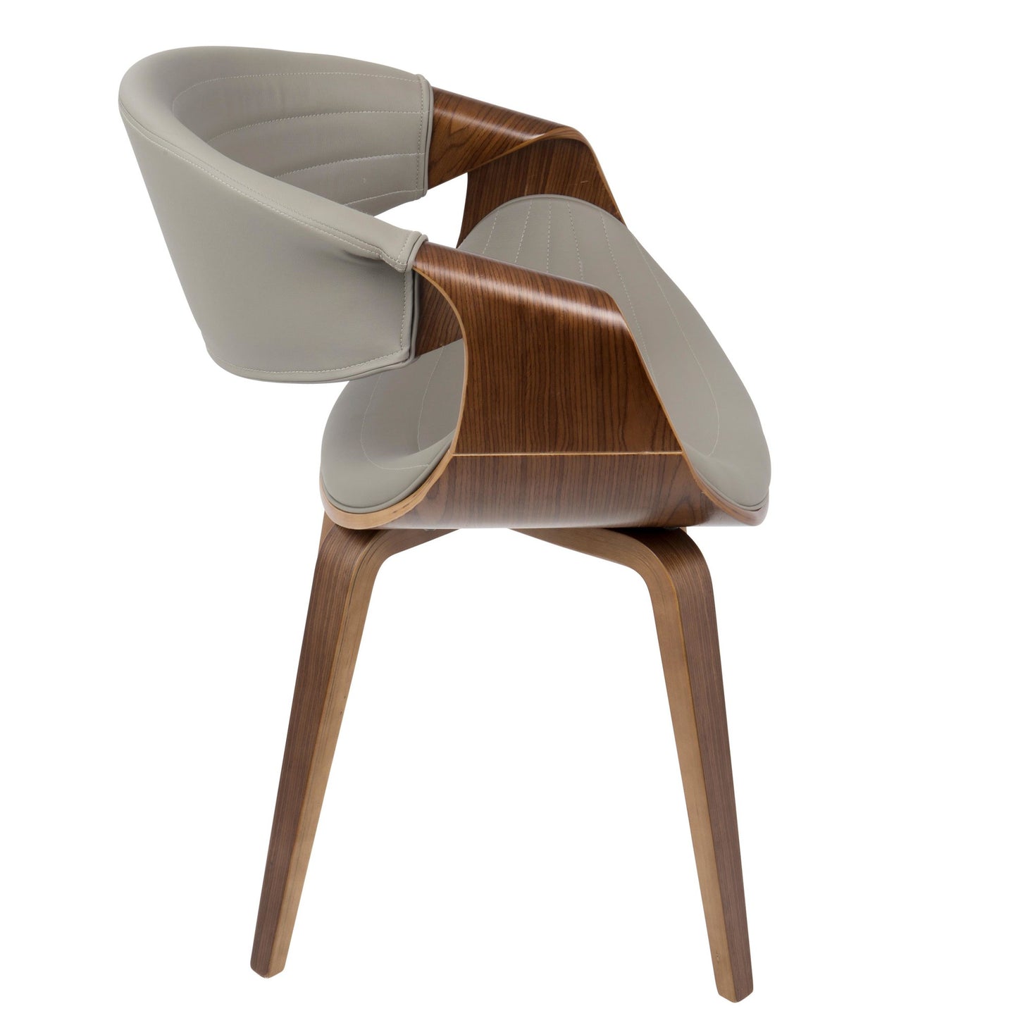 Symphony Mid-Century Modern Dining/Accent Chair in Light Grey Wood and Black Faux Leather