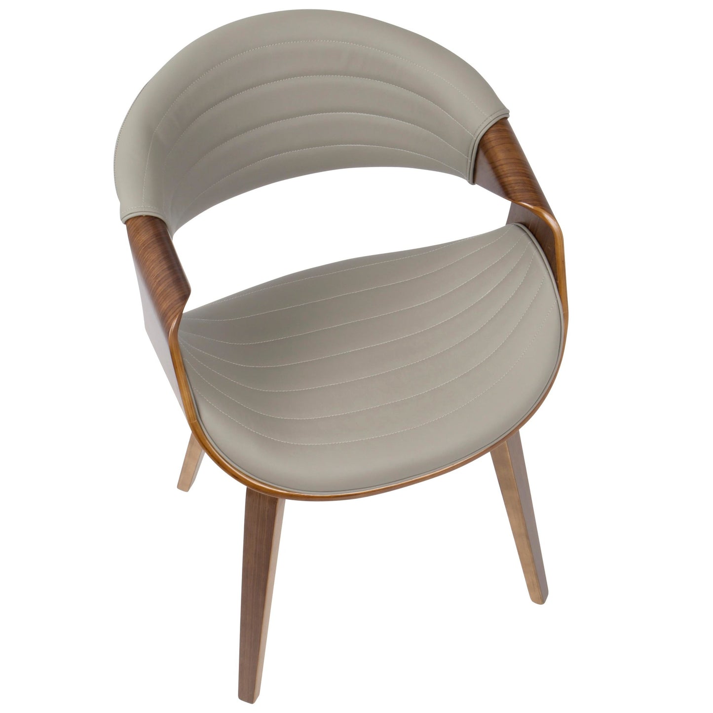 Symphony Mid-Century Modern Dining/Accent Chair in Light Grey Wood and Black Faux Leather
