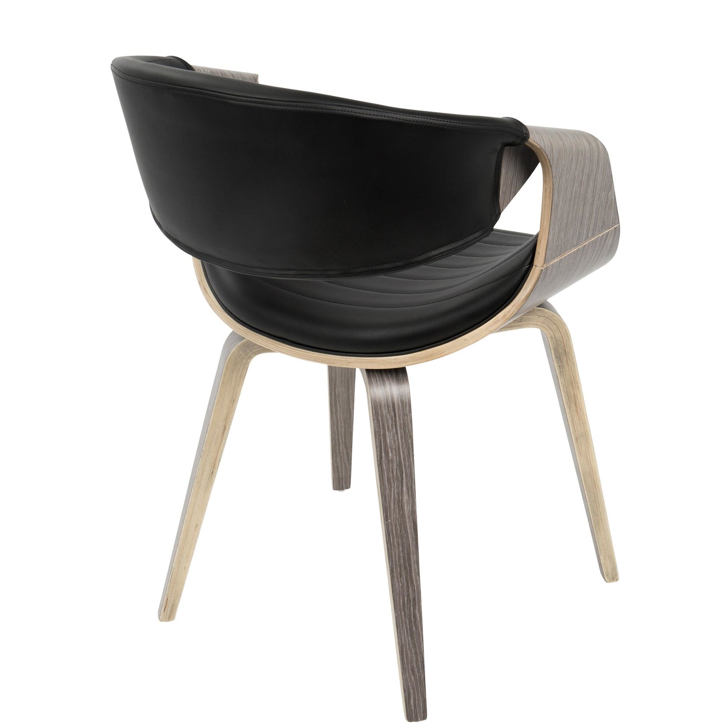 Symphony Mid-Century Modern Dining/Accent Chair in Light Grey Wood and Black Faux Leather