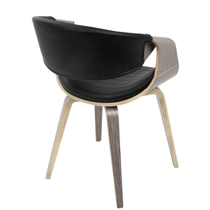 Symphony Mid-Century Modern Dining/Accent Chair in Light Grey Wood and Black Faux Leather