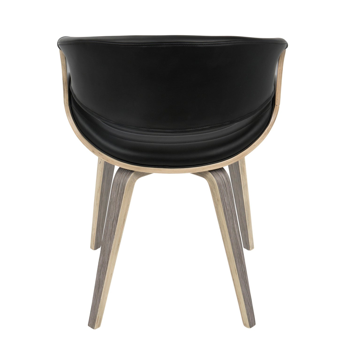 Symphony Mid-Century Modern Dining/Accent Chair in Light Grey Wood and Black Faux Leather