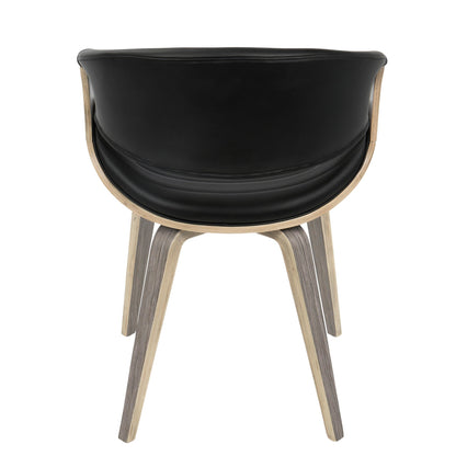 Symphony Mid-Century Modern Dining/Accent Chair in Light Grey Wood and Black Faux Leather