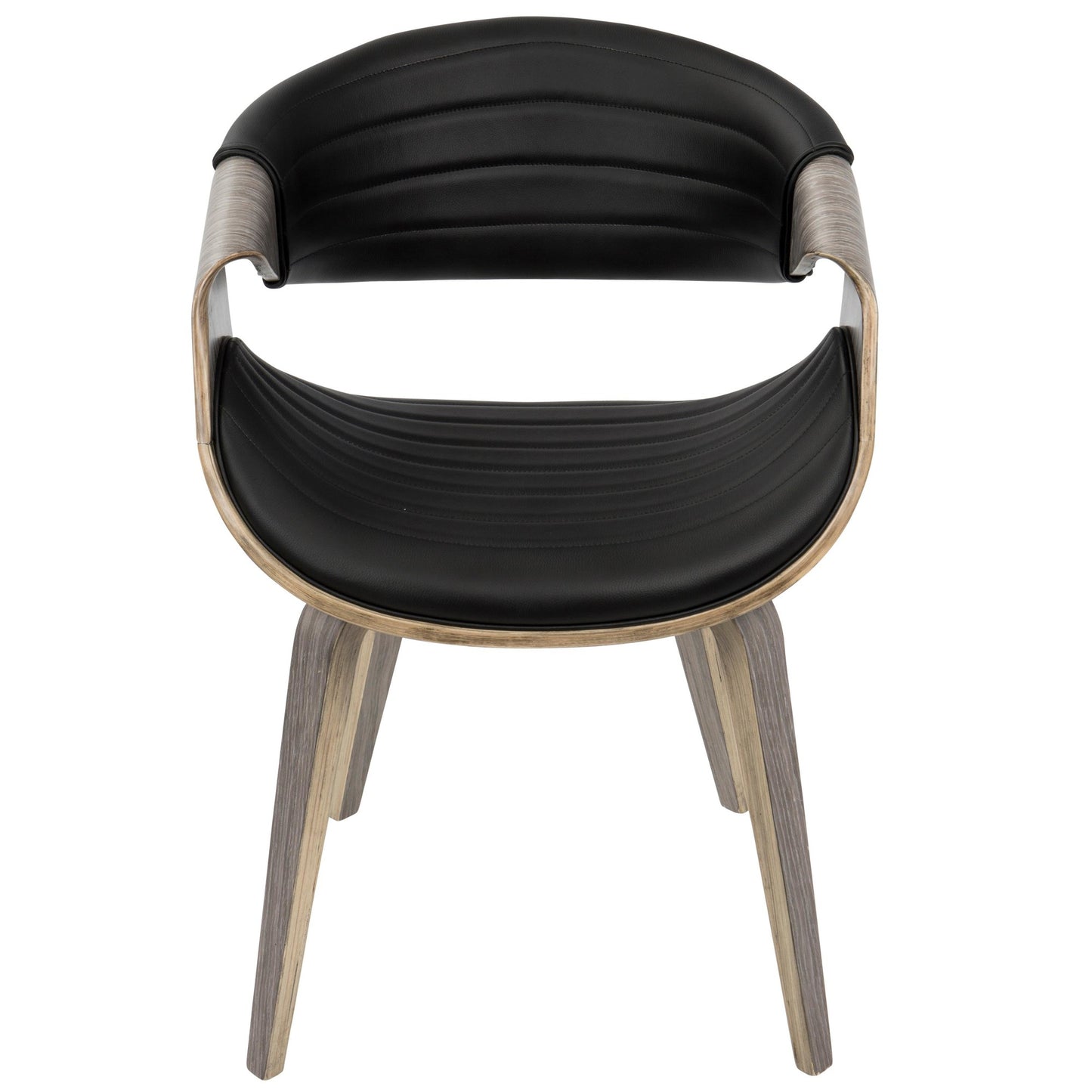 Symphony Mid-Century Modern Dining/Accent Chair in Light Grey Wood and Black Faux Leather