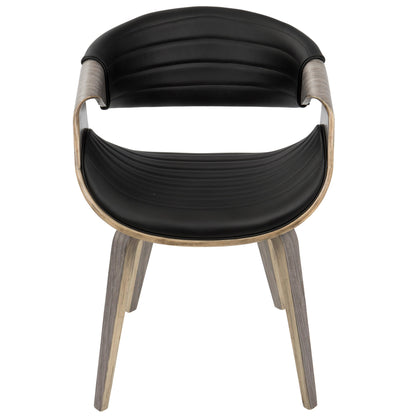 Symphony Mid-Century Modern Dining/Accent Chair in Light Grey Wood and Black Faux Leather