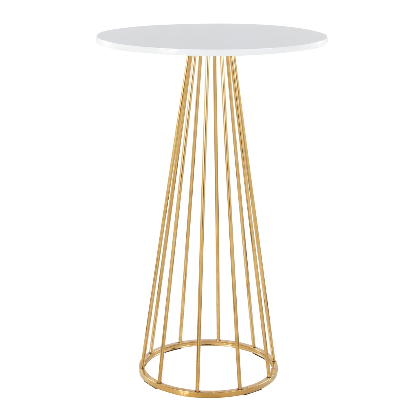 Canary Contemporary/Glam Bar Table in Gold Steel and White Wood