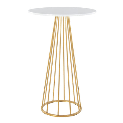 Canary Contemporary/Glam Bar Table in Gold Steel and White Wood