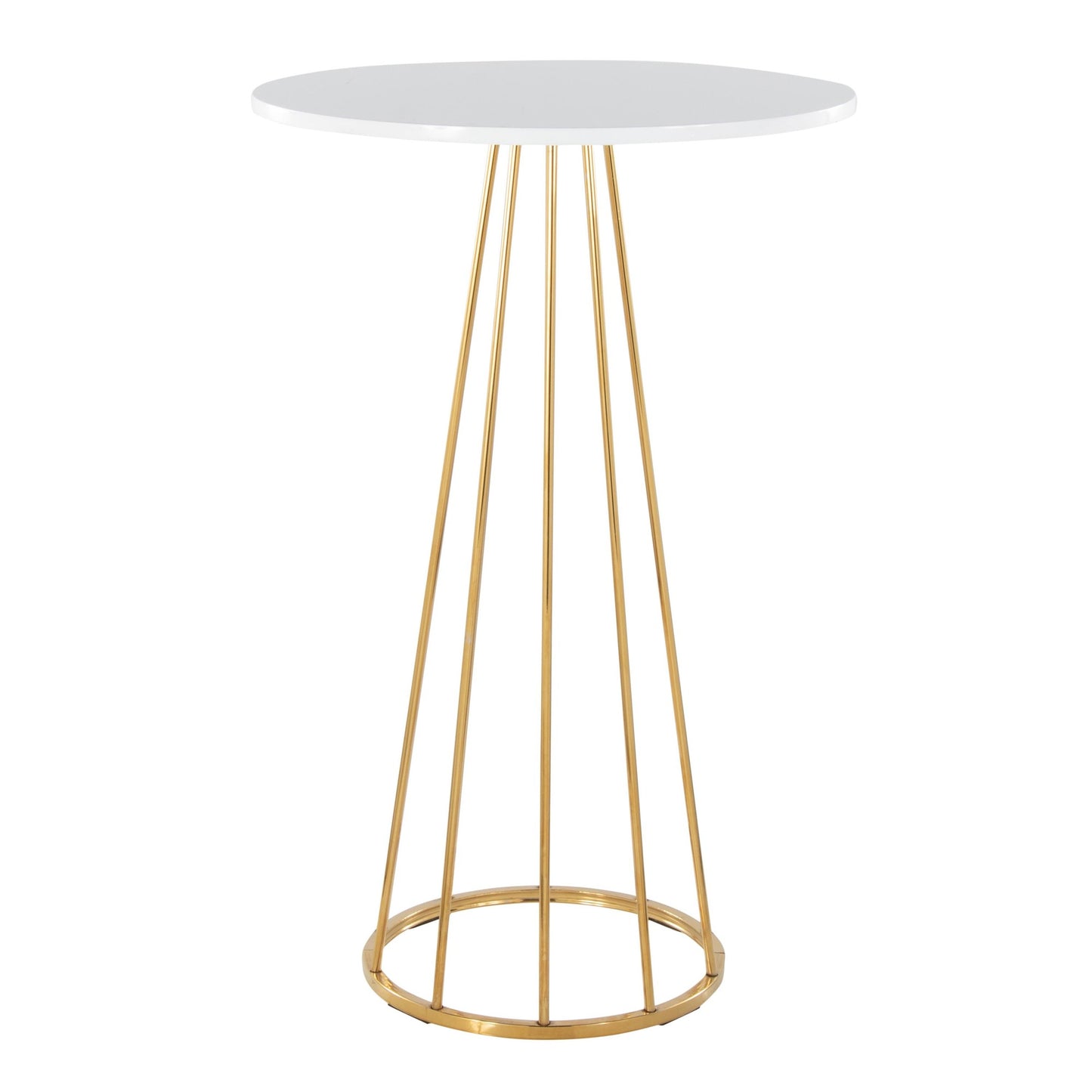 Canary Contemporary/Glam Bar Table in Gold Steel and White Wood