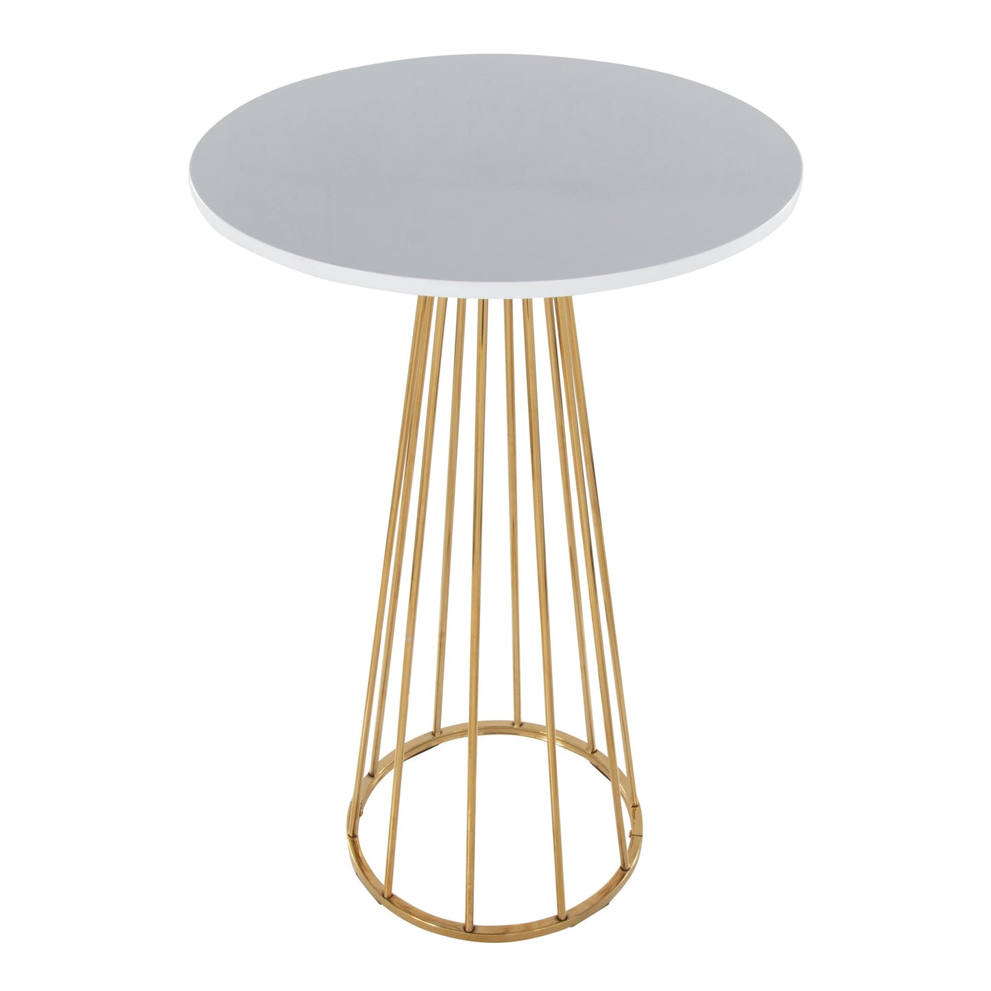 Canary Contemporary/Glam Bar Table in Gold Steel and White Wood