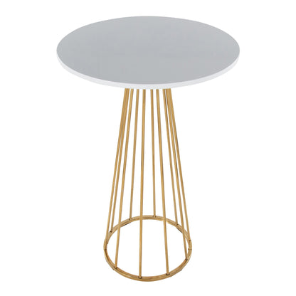 Canary Contemporary/Glam Bar Table in Gold Steel and White Wood