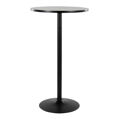 Pebble Mid-Century Modern Table Adjusts From Dining to Bar in Black Metal and Black Wood