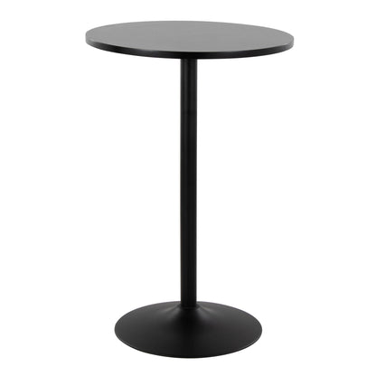 Pebble Mid-Century Modern Table Adjusts From Dining to Bar in Black Metal and Black Wood