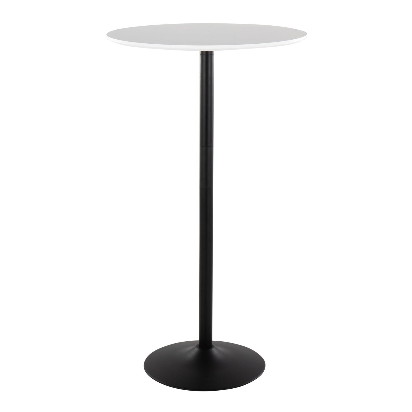 Pebble Mid-Century Modern Table Adjusts From Dining to Bar in Black Metal and Black Wood