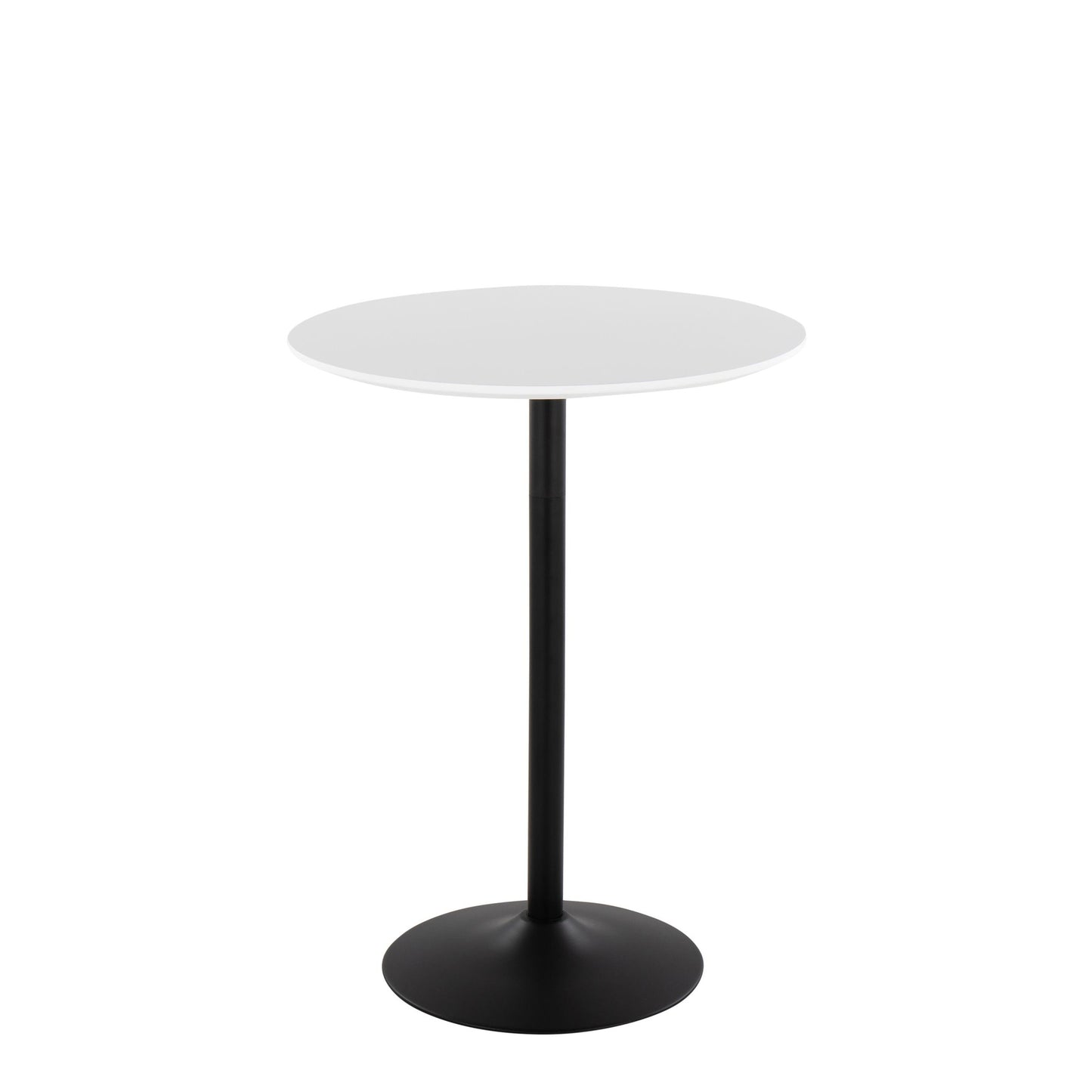 Pebble Mid-Century Modern Table Adjusts From Dining to Bar in Black Metal and Black Wood