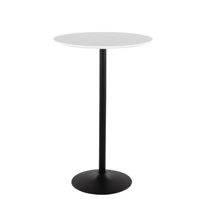 Pebble Mid-Century Modern Table Adjusts From Dining to Bar in Black Metal and Black Wood