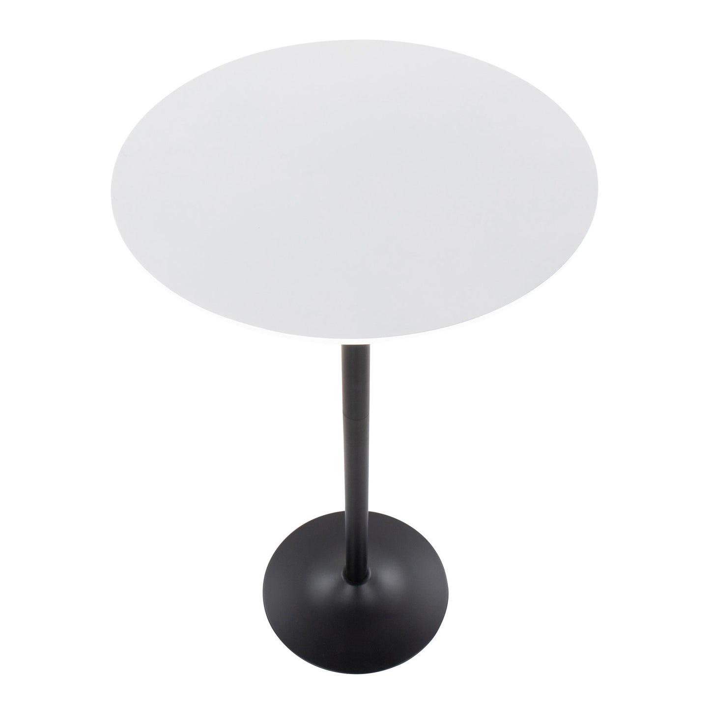 Pebble Mid-Century Modern Table Adjusts From Dining to Bar in Black Metal and Black Wood