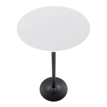 Pebble Mid-Century Modern Table Adjusts From Dining to Bar in Black Metal and Black Wood