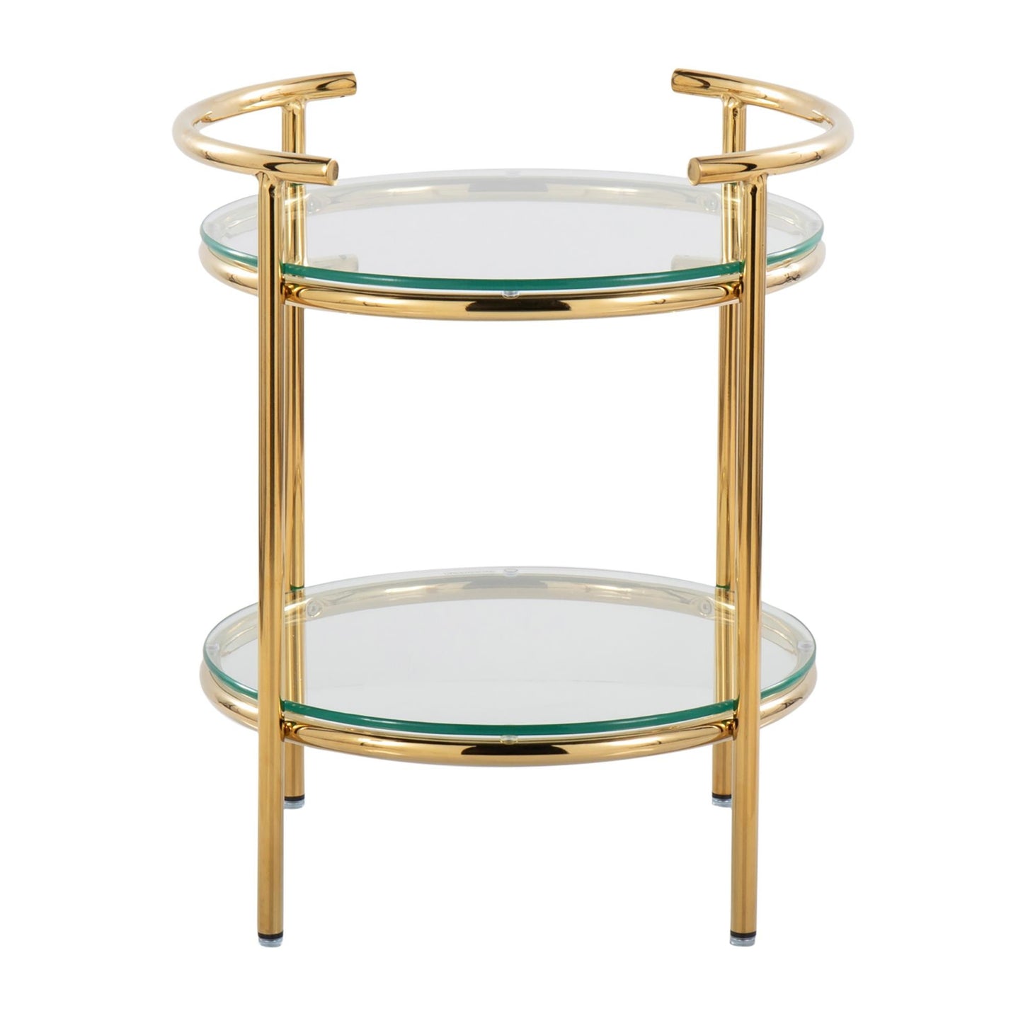Rhonda Contemporary/Glam Side Table in Gold Metal and Clear Glass